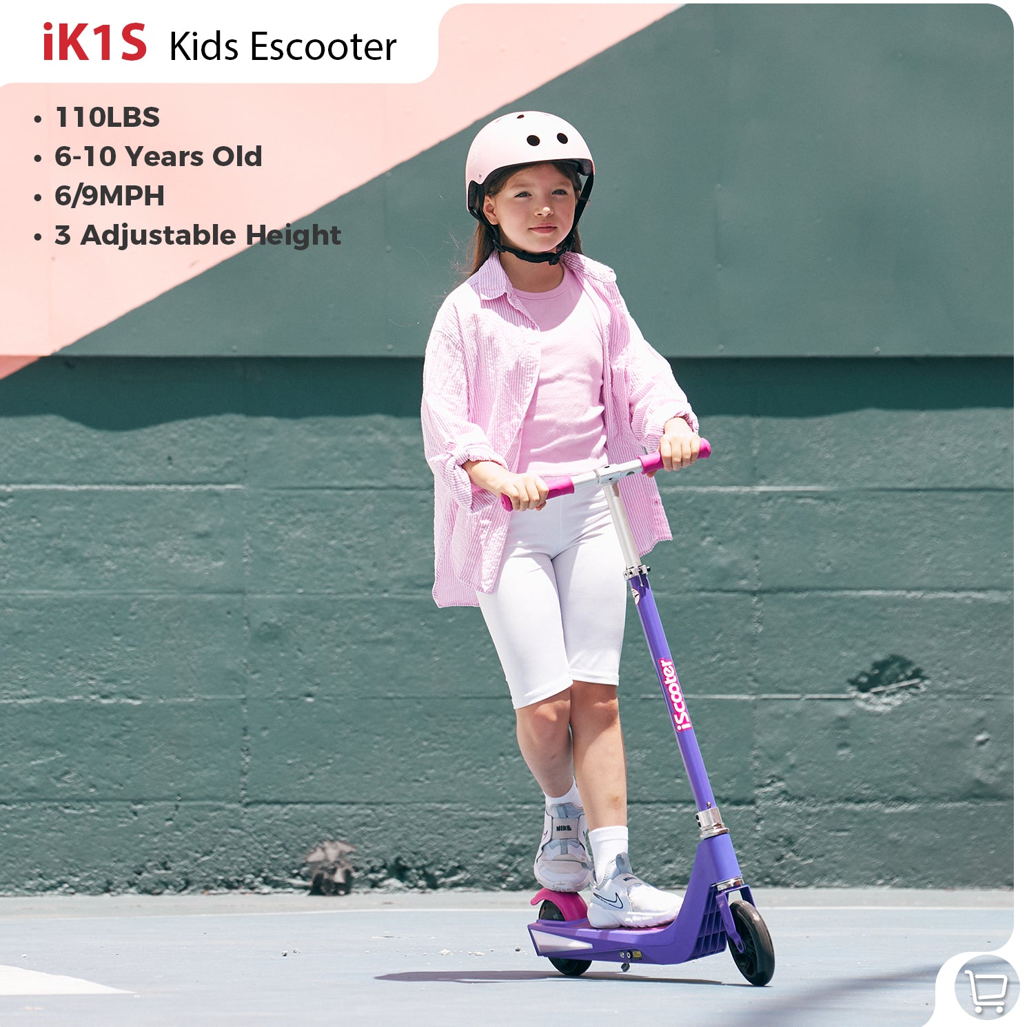 iScooter iK3Pro/iK1S Electric Scooter for Kids with Colorful Lights - iK1S Purple