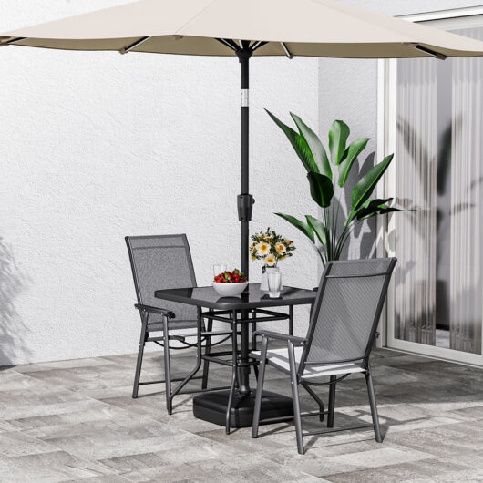 2/4 Pcs Chairs Black with Outdoor Dining Table Set
