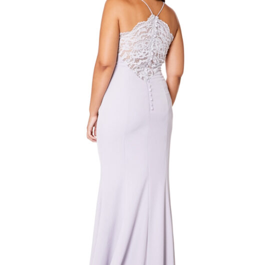 Addilyn Fishtail Maxi Dress with Lace Button Back Detail, UK 16 / US 12 / EU 44 / Silver
