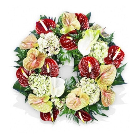 Anthurium Mix Wreath - 16 Inch