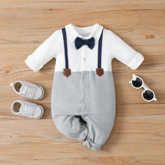 Baby Boy 95% Cotton Faux Layering Jumpsuit