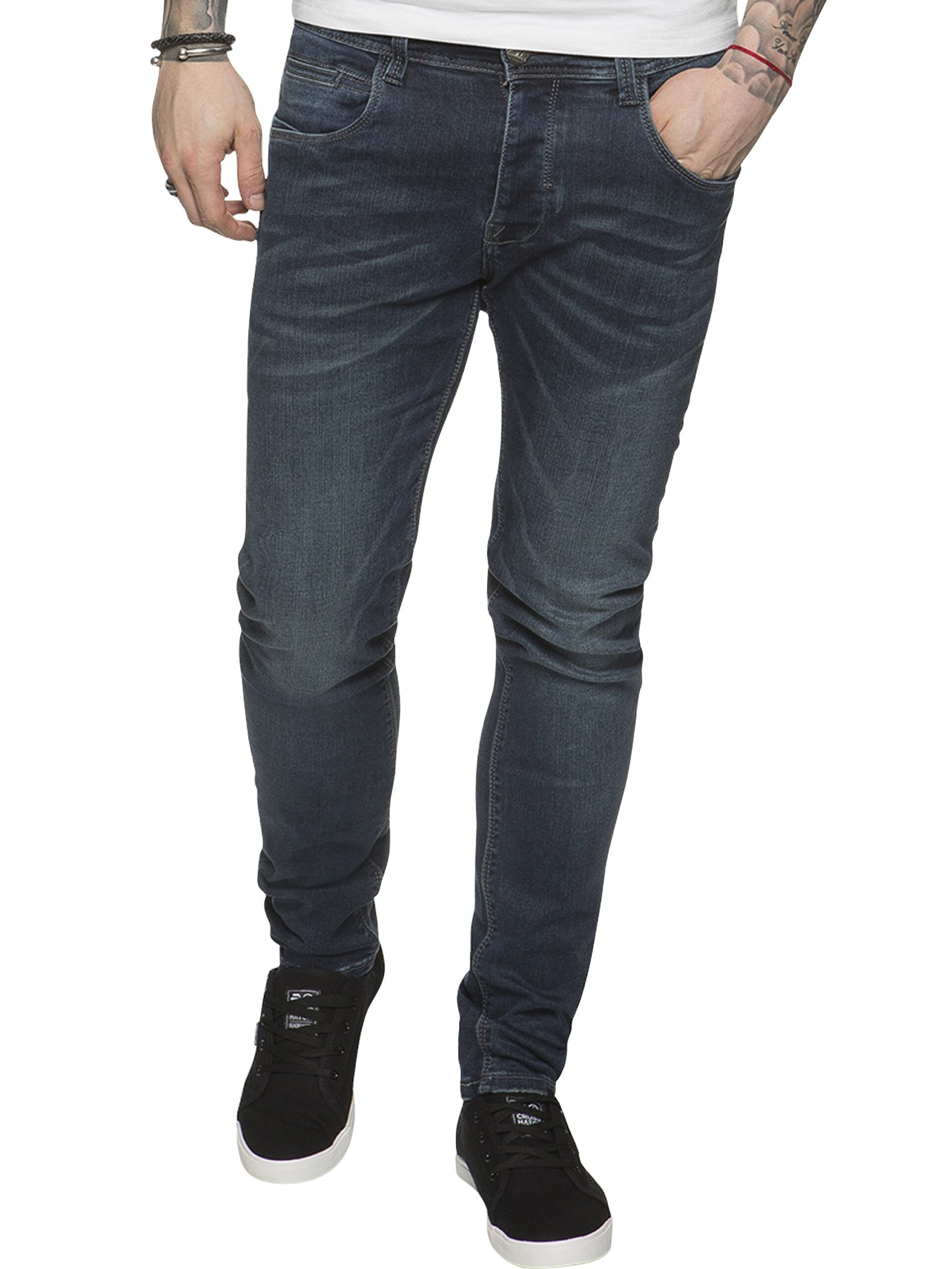 ETO | Designer Mens Reflex Super Skinny Denim Jeans - Blue / 32W / Regular (32")