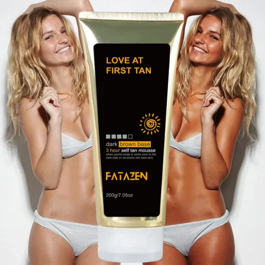 FATAZEN Organic Dark Brown Base Self Tan Lotion Sunscreen Tanning Cream Private Label Sunless Natural Black Skin Tanning Mousse
