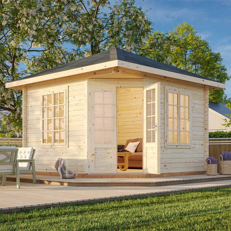 Palmako Melanie 3.5m x 3.5m Corner Log Cabin Summerhouse (44mm)
