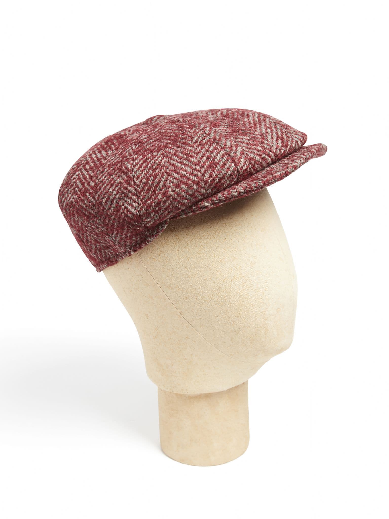 Red Herringbone Baker Boy Cap - L/60