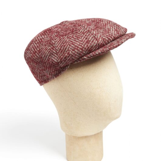 Red Herringbone Baker Boy Cap - M/58