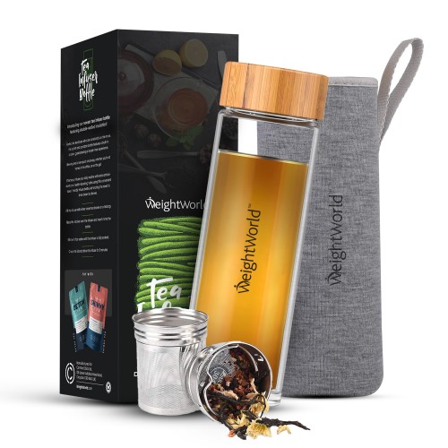 Tea infuser Bottle - 500ml Tumbler for Tea & Coffee Lovers - Reusable Glass Travel Mug For Matcha, Loose Leaf Tea, Green Tea & Fruit Infusion