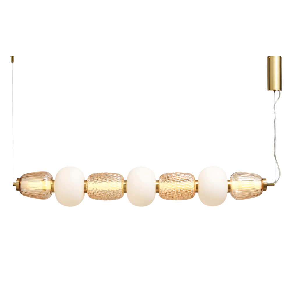 Visconte Edvin 7 Light Glass Diner Bar - Satin Brass
