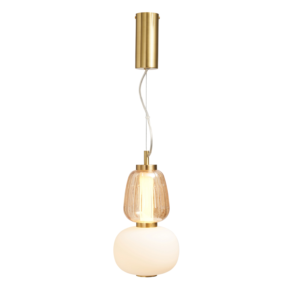 Visconte Edvin Glass Ceiling Pendant - Satin Brass