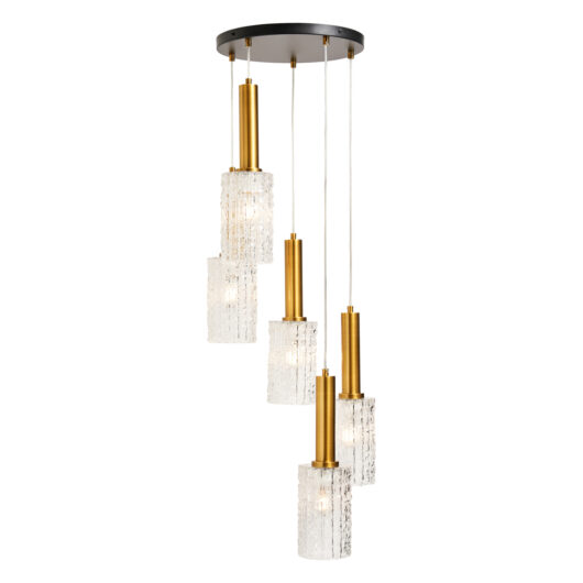 Visconte Hugo 5 Light Glass Cluster Pendant - Matte Black