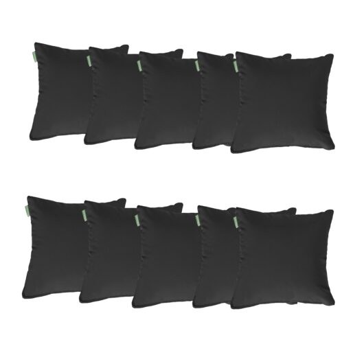 Water Resistant Outdoor Scatter Cushions Garden Furniture Decorative Pillows - Black / Pack of 10