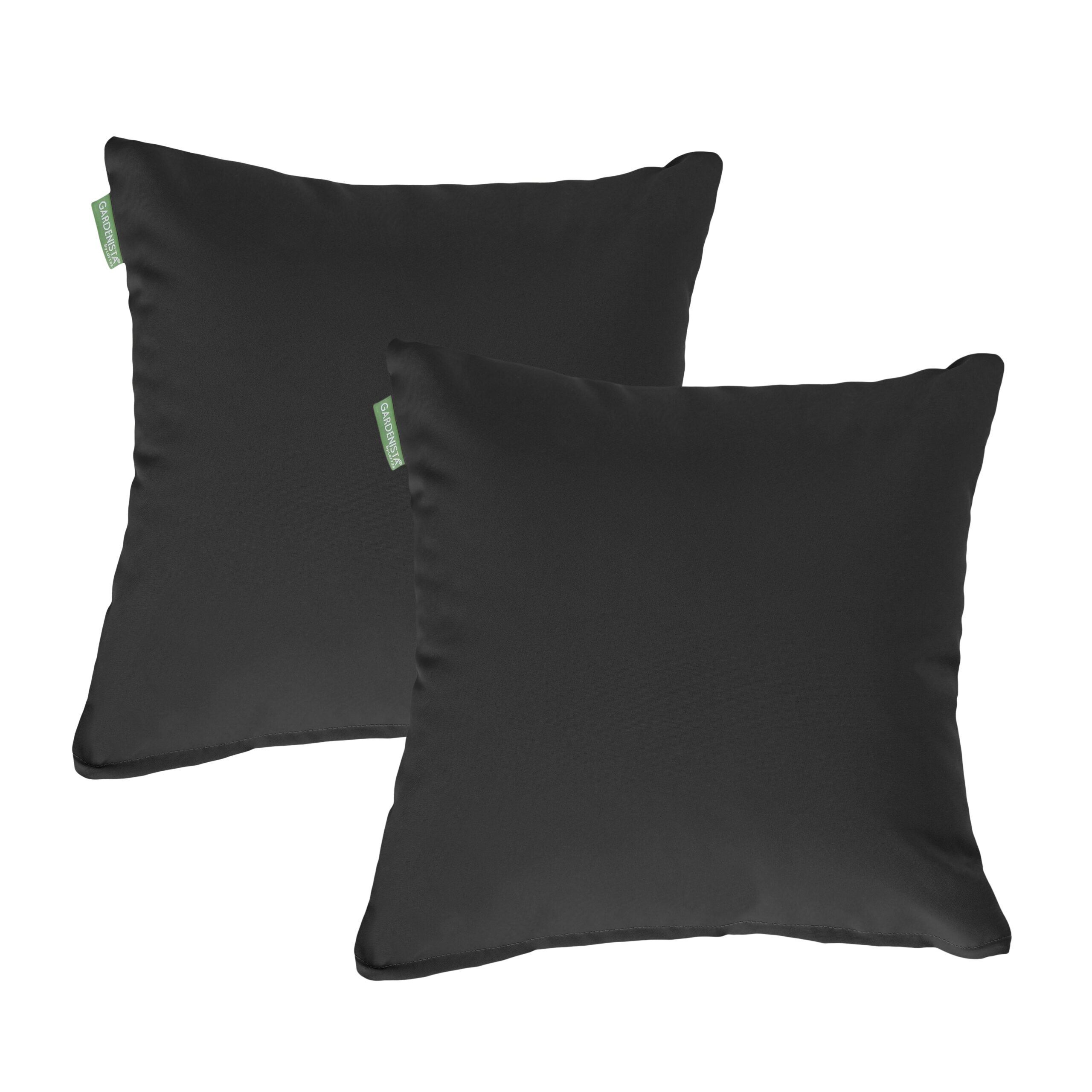 Water Resistant Outdoor Scatter Cushions Garden Furniture Decorative Pillows - Black / Pack of 2