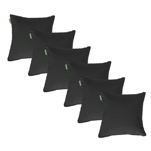 Water Resistant Outdoor Scatter Cushions Garden Furniture Decorative Pillows - Black / Pack of 6