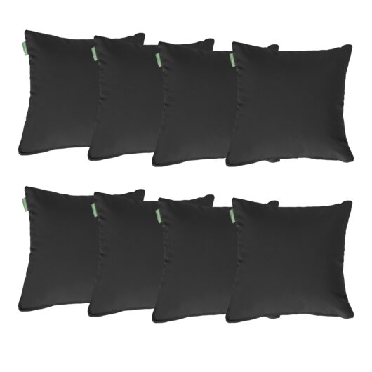 Water Resistant Outdoor Scatter Cushions Garden Furniture Decorative Pillows - Black / Pack of 8