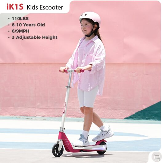 iScooter iK3Pro/iK1S Electric Scooter for Kids with Colorful Lights - iK1S Berry Pink