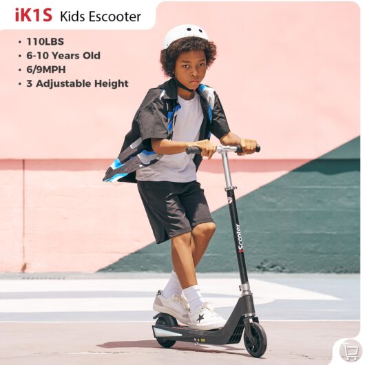 iScooter iK3Pro/iK1S Electric Scooter for Kids with Colorful Lights - iK1S Black
