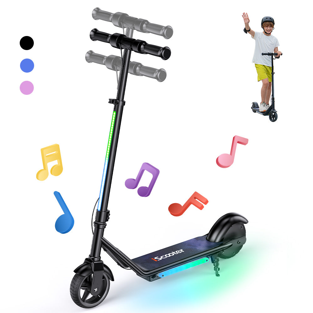iScooter iK3Pro/iK1S Electric Scooter for Kids with Colorful Lights - iK3Pro Black