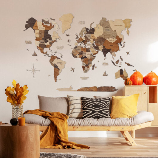 3D Wooden Map of Switzerland - Gold