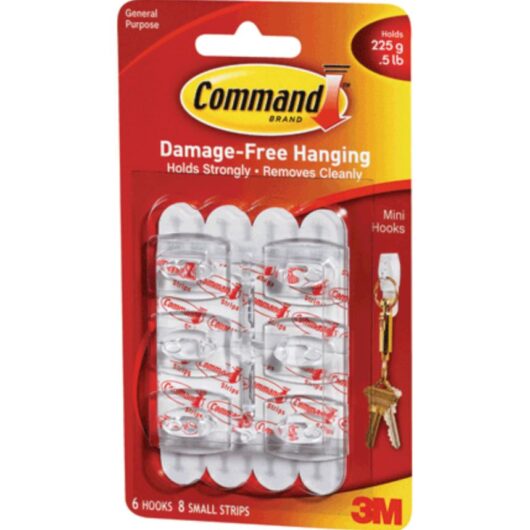 3M Command Mini Hooks with Command Strips, White
