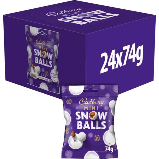 Cadbury Mini Snow Balls Bag 74g (Box of 24)