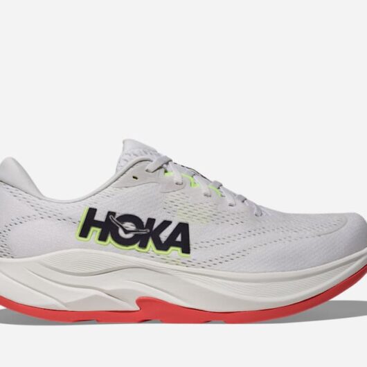 HOKA Men's Rincon 4 Road Running Shoes in Frost/Neon Yuzu, Size 8