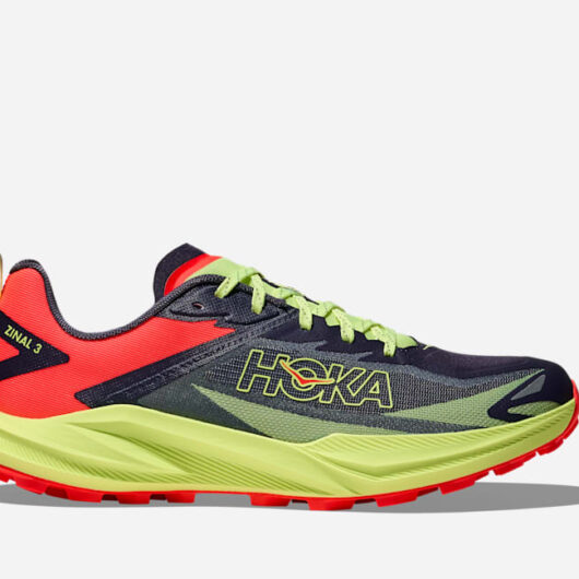 HOKA Men's Zinal 3 Trail Shoes in Squid Ink/Neon Yuzu, Size 6.5
