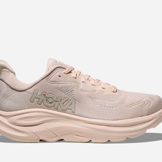 HOKA Women's Clifton 10 Road Running Shoes in Beech Wood/Rose Cream, Size 6.5