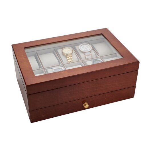 Mele & Co Walnut Finish Ten Part Watch Box - A1943