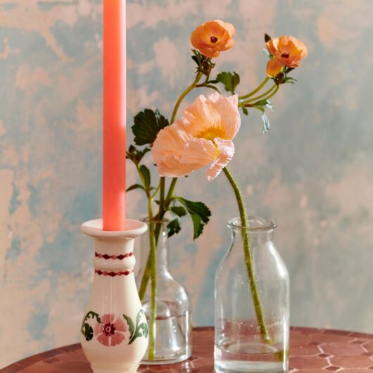 Pink Carnation Small Candlestick | Emma Bridgewater