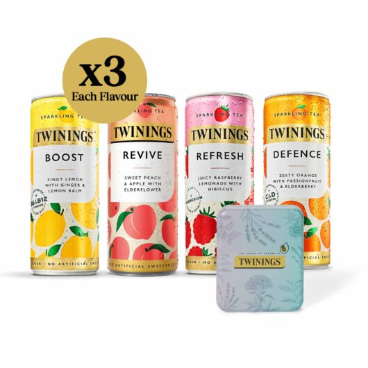 Twinings - Sparkling Tea - Mixed Variety - 12 Pack - Free Pocket Tea Tin Gift Set