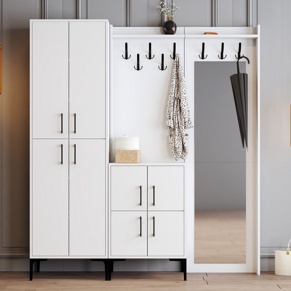 Bergen Wooden Hallway Furniture with Mirror in White