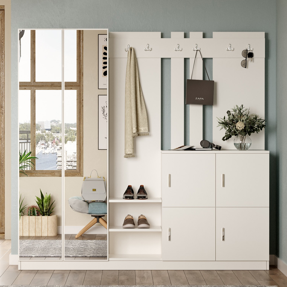 Bostin Wooden Hallway Furniture with Mirror in White