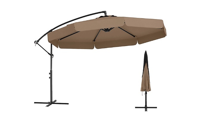 COSTWAY 2.9M Offset Hanging Parasol with Cover