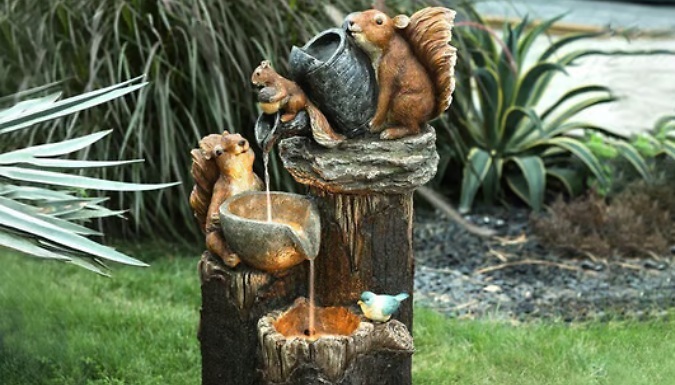 Geese or Squirrel Garden Decoration with Optional Water Feature - 3 Options