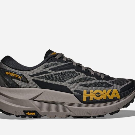 HOKA Men's Mafate X Trail Shoes in Black/Cement, Size 10.5