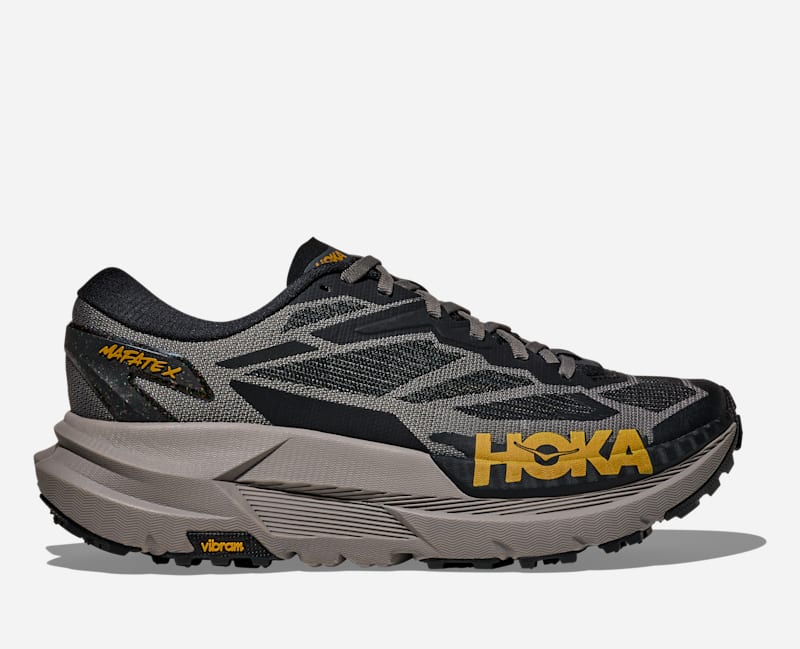HOKA Men's Mafate X Trail Shoes in Black/Cement, Size 10.5