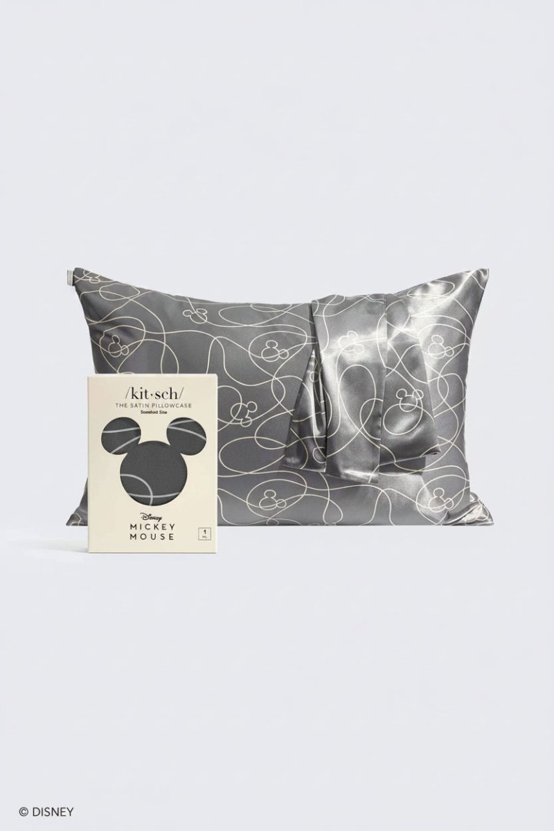 Kitsch & Mickey and Minnie Satin Pillowcase Standard Mickey Maze Colour: Grey