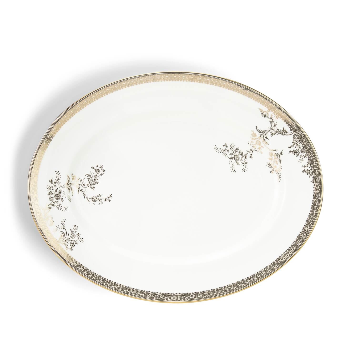 Vera Wang Lace Gold Oval Dish 35cm