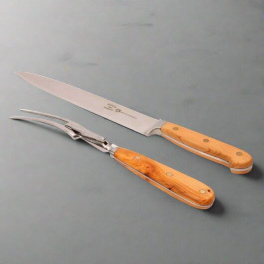Yew Carving Knife And Fork Set By Forest & Forge